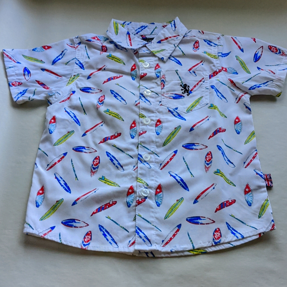 🏄 3T, boys English Laundry surfboard button down shirt